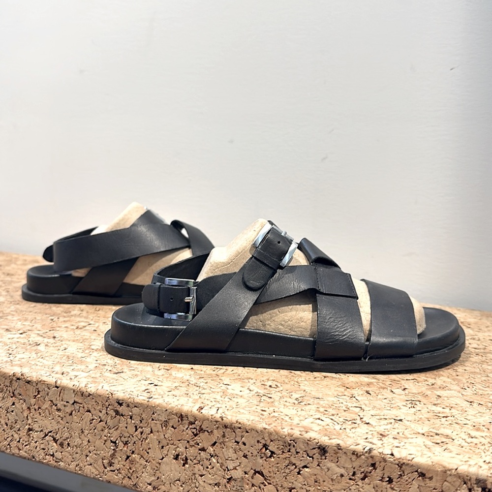 Leather Coastal Criss Cross Sandal — New In Box